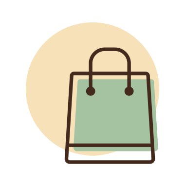 Alışveriş poşeti ikonu. E-ticaret tabelası. Web sitenizin tasarımı için grafik sembolü, logo, uygulama, UI. Vektör illüstrasyonu, EPS10.