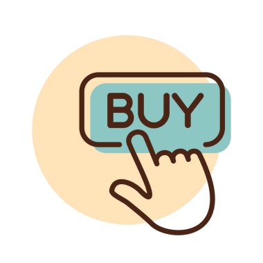 İşaret simgesi almak için parmak işareti. E-ticaret tabelası. Web sitenizin tasarımı için grafik sembolü, logo, uygulama, UI. Vektör illüstrasyonu, EPS10.