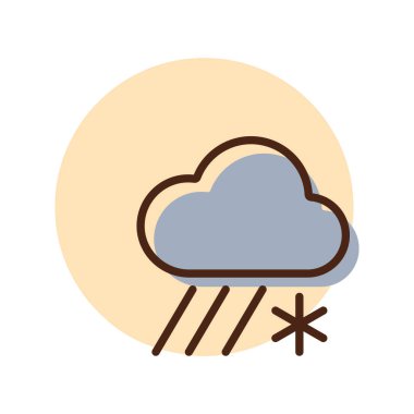 Kar vektörü simgesi olan yağmur bulutu. Meteoroloji işareti. Seyahat, turizm ve hava durumu web sitesi ve uygulama tasarımı, logo, uygulama, UI için grafik sembolü