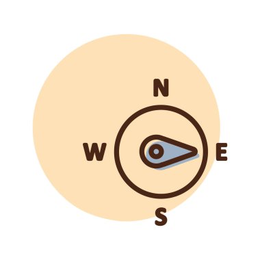 Pusula rüzgar gül vektör simgesi. Doğu yönünde. Meteoroloji işareti. Seyahat, turizm ve hava durumu web sitesi ve tasarım, logo, uygulama, UI için grafik sembolü