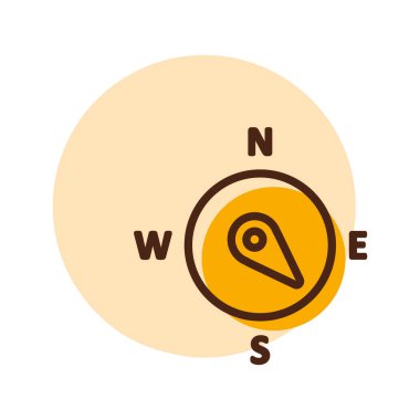 Pusula rüzgar gül vektör simgesi. Güneydoğuya doğru. Meteoroloji işareti. Seyahat, turizm ve hava durumu web sitesi ve tasarım, logo, uygulama, UI için grafik sembolü