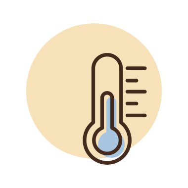 Termometre ısı vektör simgesi. Meteoroloji işareti. Seyahat, turizm ve hava durumu web sitesi ve uygulama tasarımı, logo, uygulama, UI için grafik sembolü