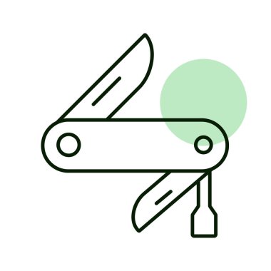 Jackknife vektör simgesi. Kamp ve yürüyüş işareti. Seyahat ve turizm web sitesi ve uygulama tasarımı, logo, uygulama, UI için grafik sembolü