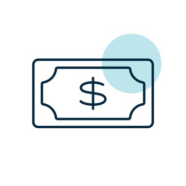 Bir dolarlık banknot ikonu. E-ticaret tabelası. Web sitenizin tasarımı için grafik sembolü, logo, uygulama, UI. Vektör illüstrasyonu, EPS10.