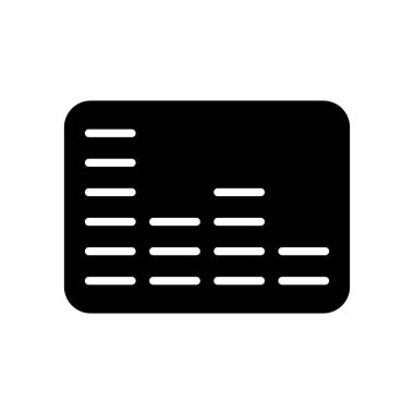 Dengeleyici, çizgi vektör simgesi ile frekans. Ses sinyali. Müzik işareti. Müzik ve ses web sitesi için grafik sembolü ve uygulama tasarımı, logo, uygulama, UI