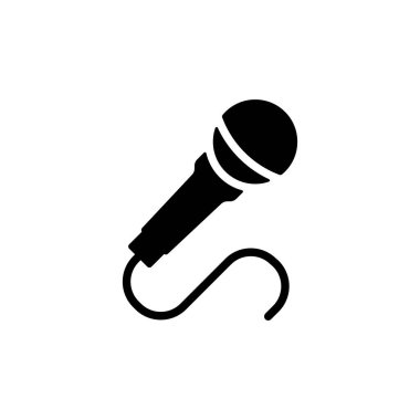 Mikrofon vektörü düz kabartma simgesi. Müzik işareti. Müzik ve ses web sitesi için grafik sembolü ve uygulama tasarımı, logo, uygulama, UI