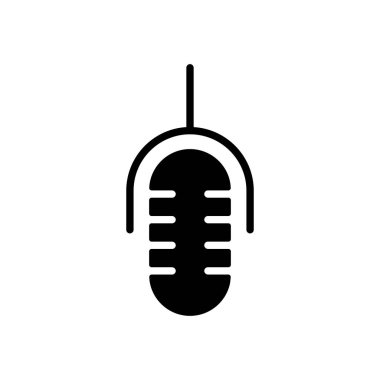 Retro mikrofon vektör düz kabartma simgesi. Müzik ve ses web sitesi için grafik sembolü ve uygulama tasarımı, logo, uygulama, UI