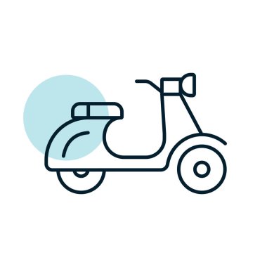 Scooter moped düz vektör ikonu. Seyahat ve turizm web sitesi ve uygulama tasarımı, logo, uygulama, UI için grafik sembolü
