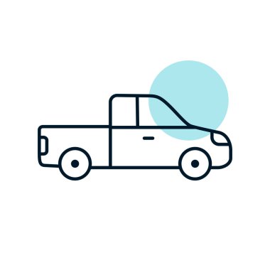 Pickcar yassı vektör simgesi. Seyahat ve turizm web sitesi ve uygulama tasarımı, logo, uygulama, UI için grafik sembolü