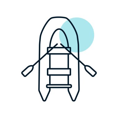 Şişirilebilir lastik bot düz vektör ikonu. Seyahat ve turizm web sitesi ve uygulama tasarımı, logo, uygulama, UI için grafik sembolü