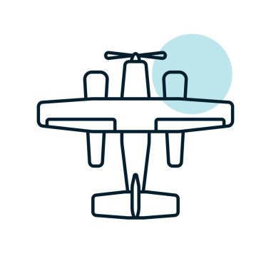 Küçük amfibi deniz uçağı, düzlem düz vektör ikonu. Seyahat ve turizm web sitesi ve uygulama tasarımı, logo, uygulama, UI için grafik sembolü