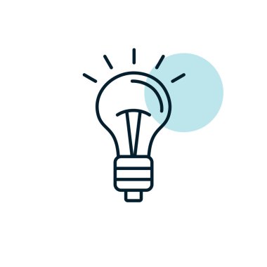 Fikir, ampul anahat simgesi. İş tabelası. Web sitenizin tasarımı için grafik sembolü, logo, uygulama, UI. Vektör illüstrasyonu, EPS10.