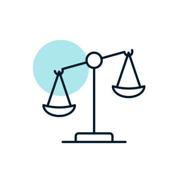 Kanun ölçekli vektör ikonu, adalet ana hatları ikonu. Web sitenizin tasarımı için grafik sembolü, logo, uygulama, UI. Vektör illüstrasyonu, EPS10.