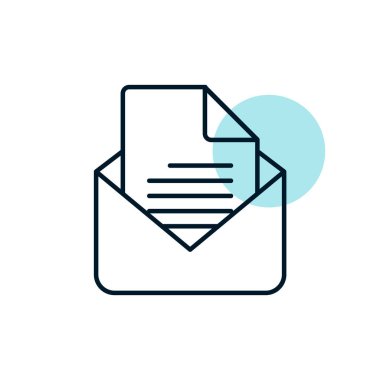 İleti özeti simgesi. Ofis işareti. Web sitenizin tasarımı için grafik sembolü, logo, uygulama, UI. Vektör illüstrasyonu