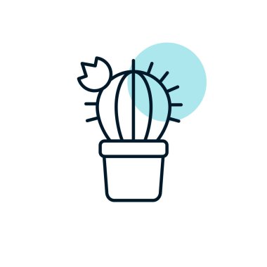 Kaktüs ana hatları simgesi. Çalışma alanı tabelası. Web sitenizin tasarımı için grafik sembolü, logo, uygulama, UI. Vektör illüstrasyonu, EPS10.