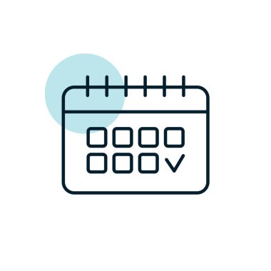 Takvim ana hatları simgesi. Çalışma alanı tabelası. Web sitenizin tasarımı için grafik sembolü, logo, uygulama, UI. Vektör illüstrasyonu, EPS10.