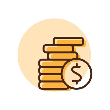 Madeni paralar ana hatlı vektör illüstrasyonu. Para istiflenmiş madeni para ikonu. Finansal tabela. Web sitenizin tasarımı için grafik sembolü, logo, uygulama, UI