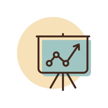 Çizelge ana hatları simgesi. Grafikli projeksiyon ekranı. İş tabelası. Web sitenizin tasarımı için grafik sembolü, logo, uygulama, UI. Vektör illüstrasyonu