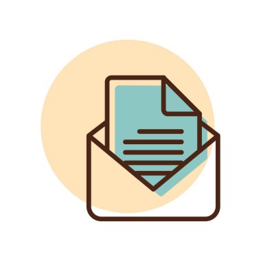 İleti özeti simgesi. Ofis işareti. Web sitenizin tasarımı için grafik sembolü, logo, uygulama, UI. Vektör illüstrasyonu