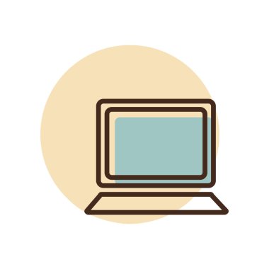 Dizüstü bilgisayar ana hatları simgesi. Çalışma alanı tabelası. Web sitenizin tasarımı için grafik sembolü, logo, uygulama, UI. Vektör illüstrasyonu, EPS10.