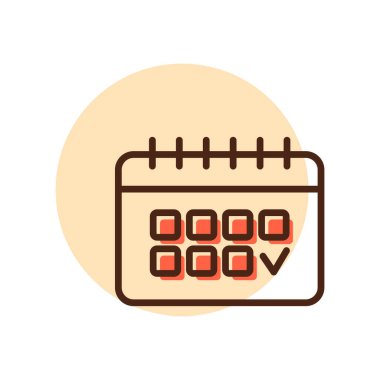 Takvim ana hatları simgesi. Çalışma alanı tabelası. Web sitenizin tasarımı için grafik sembolü, logo, uygulama, UI. Vektör illüstrasyonu, EPS10.