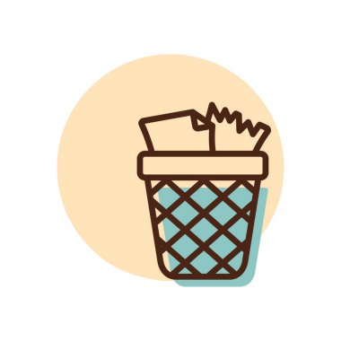 Çöp kutusu taslak simgesi. Çalışma alanı tabelası. Web sitenizin tasarımı için grafik sembolü, logo, uygulama, UI. Vektör illüstrasyonu, EPS10.