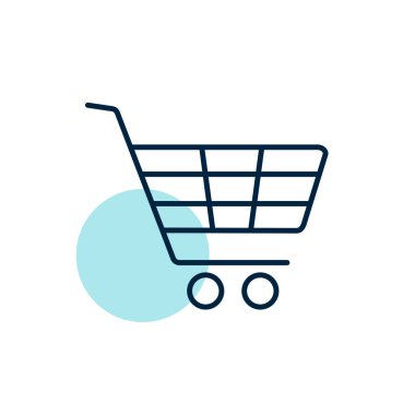 Alışveriş merkezi arabası izole edilmiş vektör ikonu. E-ticaret tabelası. Web sitenizin tasarımı için grafik sembolü, logo, uygulama, UI. Vektör illüstrasyonu, EPS10.