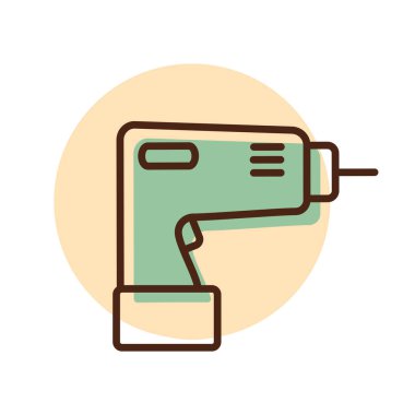 Elektrikli tornavida vektör düz simgesi. İnşaat, onarım ve inşaat. Web sitenizin tasarımı için grafik sembolü, logo, uygulama, UI