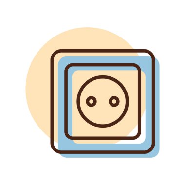 Elektrik çıkış vektörü düz simgesi. İnşaat, onarım ve inşaat. Web sitenizin tasarımı için grafik sembolü, logo, uygulama, UI