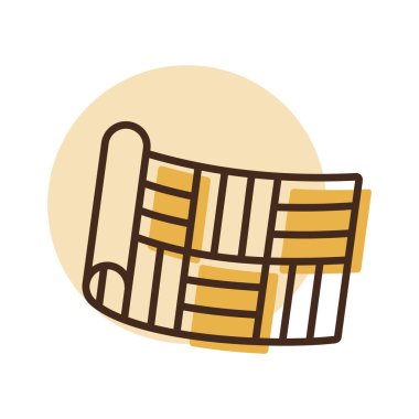 Linolyum rulo vektör düz simge. İnşaat, onarım ve inşaat. Web sitenizin tasarımı için grafik sembolü, logo, uygulama, UI