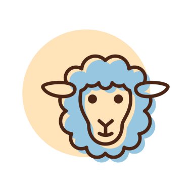 Koyun simgesi. Hayvan kafası. Çiftlik işareti. Web sitenizin tasarımı için grafik sembolü, logo, uygulama, UI. Vektör illüstrasyonu