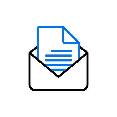 İleti özeti simgesi. Ofis işareti. Web sitenizin tasarımı için grafik sembolü, logo, uygulama, UI. Vektör illüstrasyonu