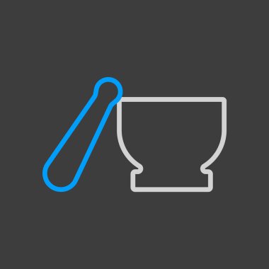 Havan ve Pestle vektör ikonu. Mutfak aletleri. Yemek pişirme web sitesi tasarımı, logo, uygulama, Ui için grafik sembolü