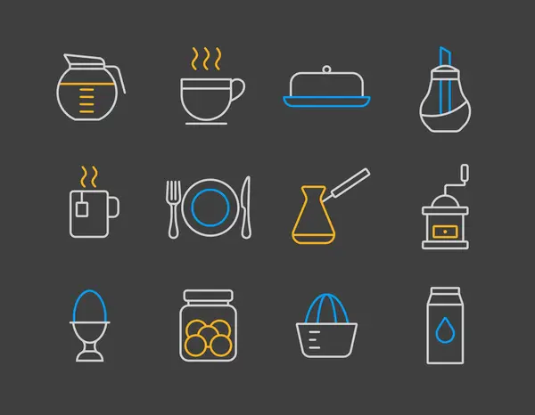 Frühstück Und Küche Vektor Icon Set Grafiksymbol Für Das Kochen — kostenloses Stockfoto