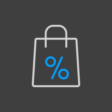 Yüzde yüz sembol ikonlu alışveriş torbası. E-ticaret tabelası. Web sitenizin tasarımı için grafik sembolü, logo, uygulama, UI