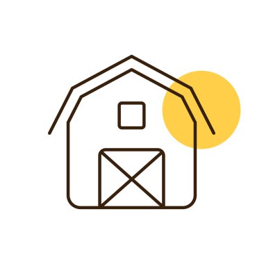 Barn ikonu. Çiftlik hayvanı işareti. Web sitenizin tasarımı için grafik sembolü, logo, uygulama, UI. Vektör illüstrasyonu