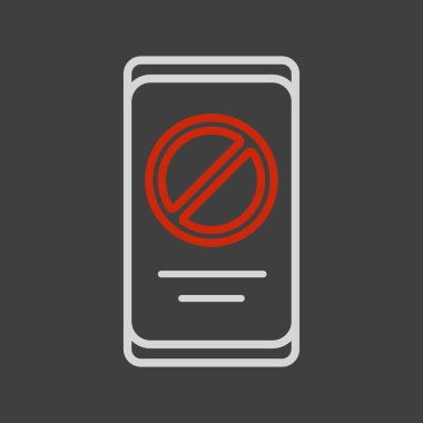 Akıllı telefon ekran vektör simgesinde yasaklama işareti. Gösteri, protesto, grev, devrim
