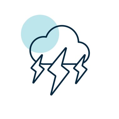Fırtına bulutu vektör simgesi. Yağmur fırtınası sembolü. Meteoroloji işareti. Seyahat, turizm ve hava durumu web sitesi ve uygulama tasarımı, logo, uygulama, UI için grafik sembolü