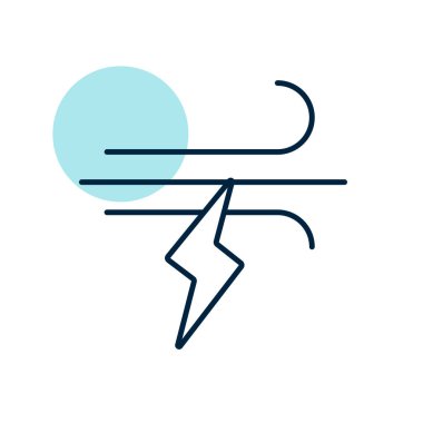 Rüzgar yıldırım vektör simgesi. Meteoroloji işareti. Seyahat, turizm ve hava durumu web sitesi ve uygulama tasarımı, logo, uygulama, UI için grafik sembolü