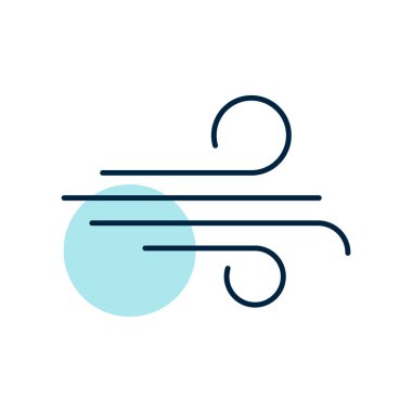 Yüksek rüzgar vektör simgesi. Meteoroloji işareti. Seyahat, turizm ve hava durumu web sitesi ve uygulama tasarımı, logo, uygulama, UI için grafik sembolü