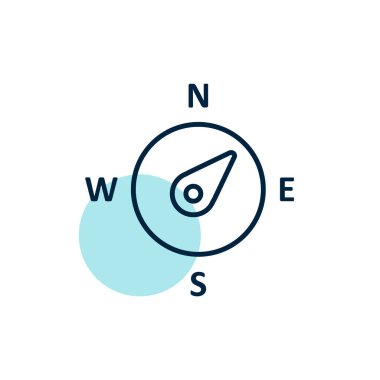 Pusula rüzgar gül vektör simgesi. Kuzeydoğuya doğru. Meteoroloji işareti. Seyahat, turizm ve hava durumu web sitesi ve tasarım, logo, uygulama, UI için grafik sembolü