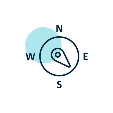 Pusula rüzgar gül vektör simgesi. Güneydoğuya doğru. Meteoroloji işareti. Seyahat, turizm ve hava durumu web sitesi ve tasarım, logo, uygulama, UI için grafik sembolü