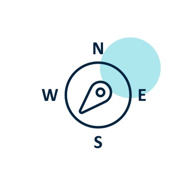 Pusula rüzgar gül vektör simgesi. Güneybatıya doğru. Meteoroloji işareti. Seyahat, turizm ve hava durumu web sitesi ve tasarım, logo, uygulama, UI için grafik sembolü