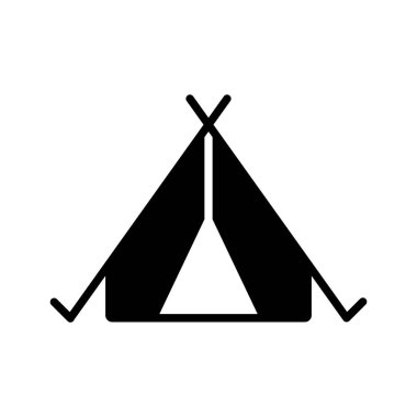 Turist çadırı vektör simgesi. Kamp ve yürüyüş işareti. Seyahat ve turizm web sitesi ve uygulama tasarımı, logo, uygulama, UI için grafik sembolü