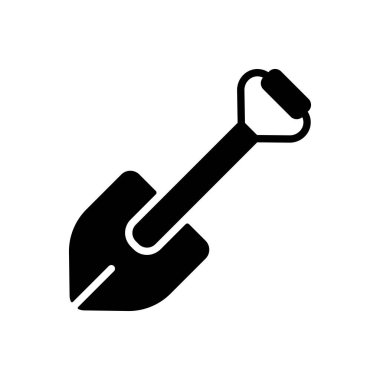 Gezinin glyph ikon vektörü için kamp küreği. Seyahat ve turizm web sitesi ve uygulama tasarımı, logo, uygulama, UI için grafik sembolü