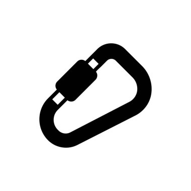 Karabinalı vektör sembol. Kamp ve yürüyüş işareti. Seyahat ve turizm web sitesi ve uygulama tasarımı, logo, uygulama, UI için grafik sembolü