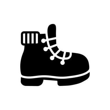 Çizme vektör simgesi yürüyüşü. Kamp tabelası. Seyahat ve turizm web sitesi ve uygulama tasarımı, logo, uygulama, UI için grafik sembolü