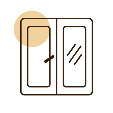 Pencere vektörü düz simgesi. Kaplama işareti. İnşaat, onarım ve inşaat. Web sitenizin tasarımı için grafik sembolü, logo, uygulama, UI