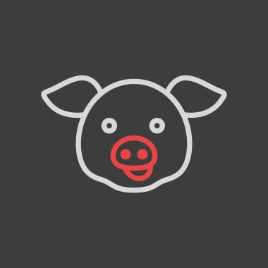 Domuz ikonu. Hayvan kafası. Çiftlik işareti. Web sitenizin tasarımı için grafik sembolü, logo, uygulama, UI. Vektör illüstrasyonu
