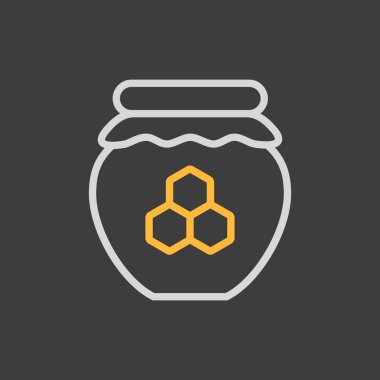 Ballı kavanoz. Çiftlik hayvanı işareti. Web sitenizin tasarımı için grafik sembolü, logo, uygulama, UI. Vektör illüstrasyonu